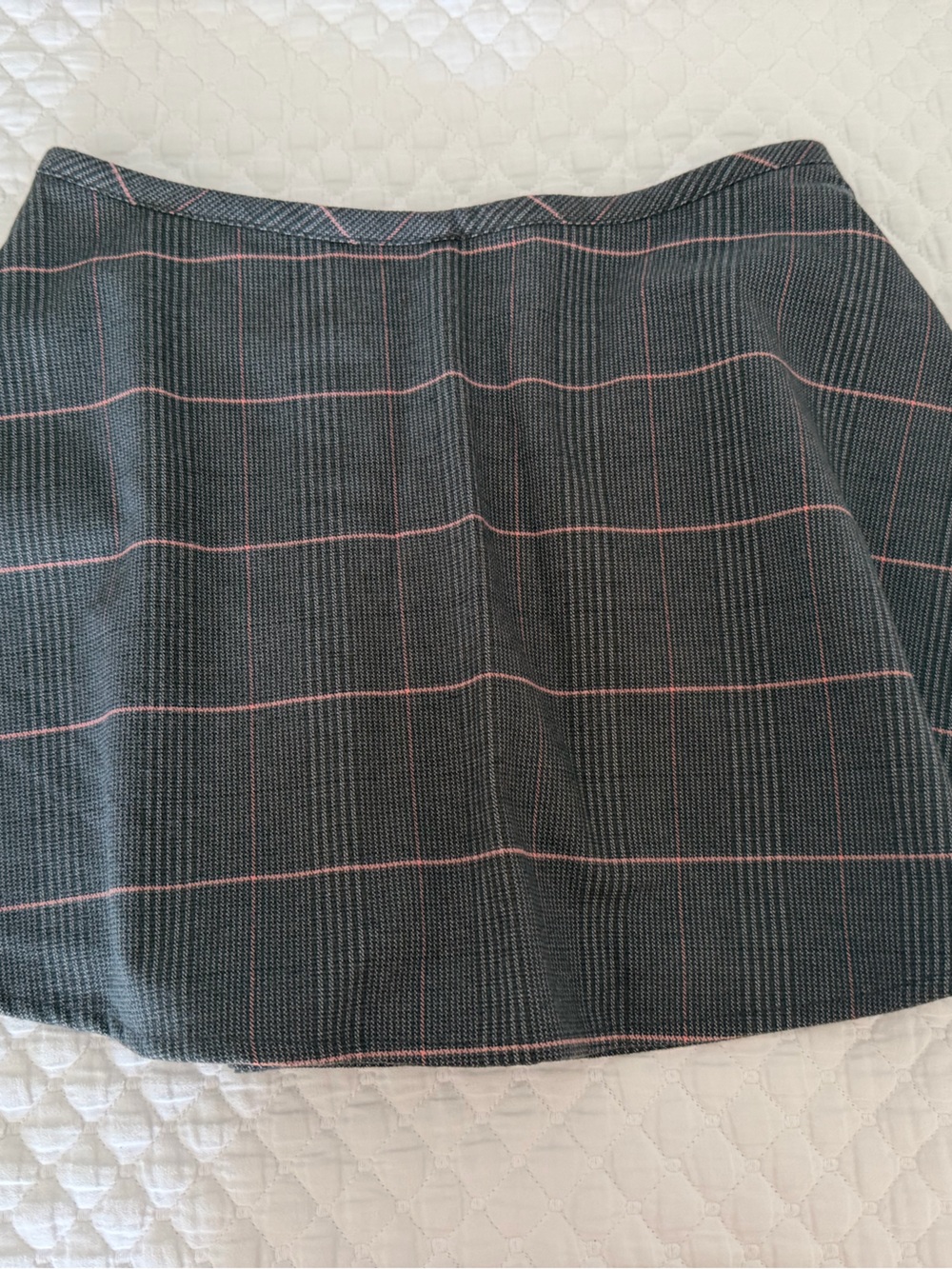 Free People Black Mini Skirt with Pink Grid Stripes